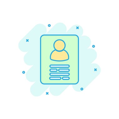 Çizgi roman tarzında simgeye devam et. Sözleşmeli belge vektör çizim resimtogramı. İş konseptini sıçrama efektine devam et.