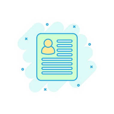 Çizgi roman tarzında simgeye devam et. Sözleşmeli belge vektör çizim resimtogramı. İş konseptini sıçrama efektine devam et.