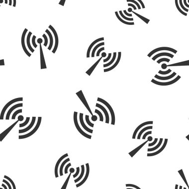 WiFi internet işareti simgesi Dikişsiz desen arka plan. Wi-fi kablosuz teknoloji vektör çizim. Ağ wi fi sembolü desen.