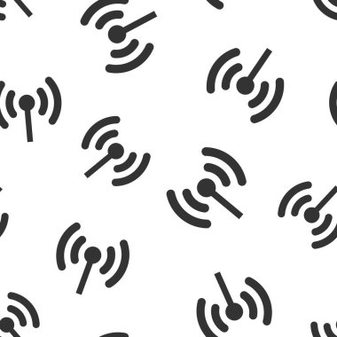 WiFi internet işareti simgesi Dikişsiz desen arka plan. Wi-fi kablosuz teknoloji vektör çizim. Ağ wi fi sembolü desen.