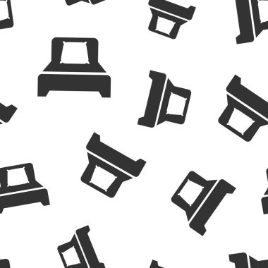Yatak simgesi Dikişsiz desen arka plan. Yatak odası vektör çizim uyku. Kanepe sembolü desen sakin ol.