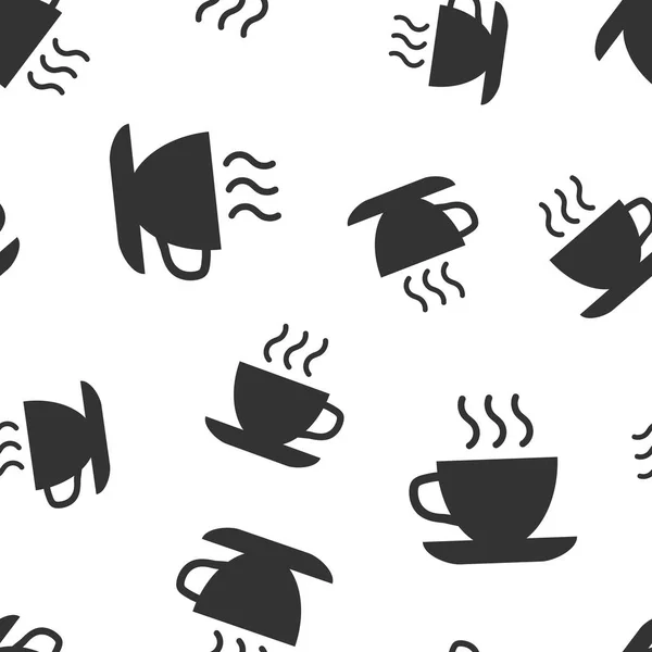 コーヒー 紅茶カップのアイコンのシームレスなパターンの背景 コーヒー マグのベクトル図です 記号パターンを飲む — ストックベクタ