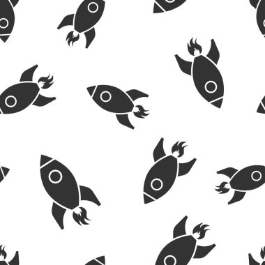 Roket uzay gemisi simgesi Dikişsiz desen arka plan. Uzay gemisi vektör çizim. Roket başlangıç sembolü desen.