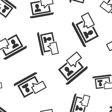 Çevrimiçi eğitim süreci simgesi Dikişsiz desen arka plan. Webinar seminer vektör çizim. E-öğrenme sembolü desen.