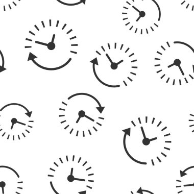 Saati geri sayım simgesi Dikişsiz desen arka plan. Zaman Chronometre vektör çizim. Saat saat sembol desen.