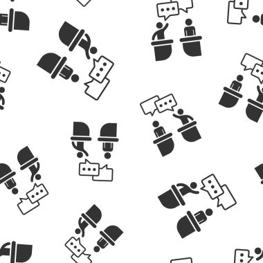 Politik tartışmalar simgesi Dikişsiz desen arka plan. Cumhurbaşkanlığı tartışmaları illüstrasyon vektör. İşadamı tartışma sembolü desen.