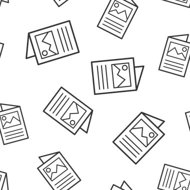 El ilanı broşür simgesi Dikişsiz desen arka plan. Broşür sayfası vektör çizim. Kitapçık el ilanı sembol desen.