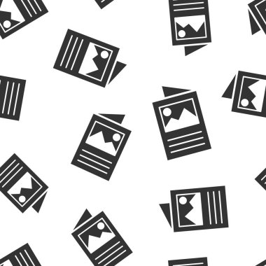 El ilanı broşür simgesi Dikişsiz desen arka plan. Broşür sayfası vektör çizim. Kitapçık el ilanı sembol desen.