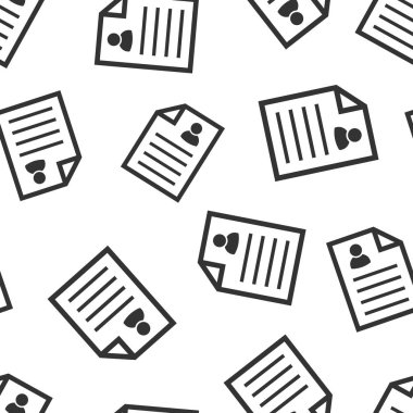 Simge Dikişsiz desen arka plan devam. Sözleşme belge vektör çizim. Özgeçmiş sembolü desen.