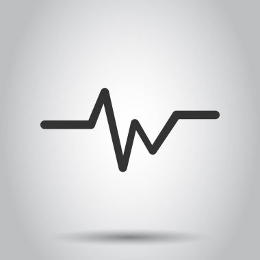 Kalp atışı kalp simgesi düz stilde satırıyla. Kalp atışı resimde beyaz arka plan üzerinde. Kalp ritim kavramı.