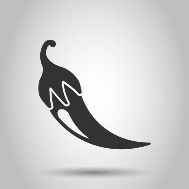 Düz stil Chili biber. Baharatlı biber resimde beyaz arka plan üzerinde. Kırmızı biber biber iş kavramı.