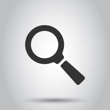 Büyüteç Camı vektör simge düz tarzı. Beyaz arka plan üzerinde arama Büyüteç illüstrasyon. Arama iş kavramı bulmak.