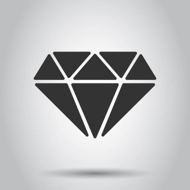 Elmas mücevher mücevher vektör simgesi düz stil. Elmas taş resimde beyaz arka plan üzerinde. Mücevher parlak kavramı.