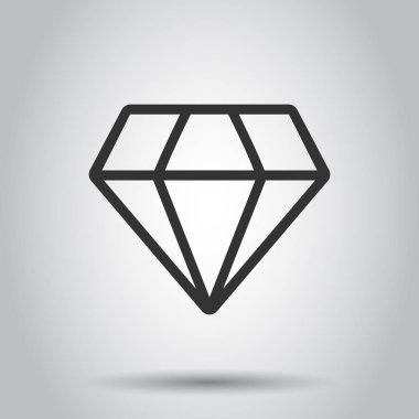 Elmas mücevher mücevher vektör simgesi düz stil. Elmas taş resimde beyaz arka plan üzerinde. Mücevher parlak kavramı.