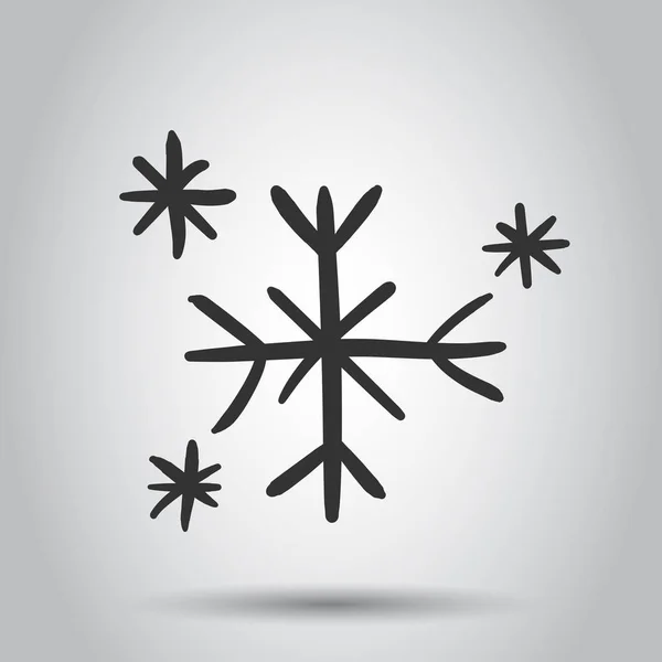 Ručně Tažené Vločka Vektorové Ikony Sněhová Vločka Skica Doodle Ilustrace — Stockový vektor