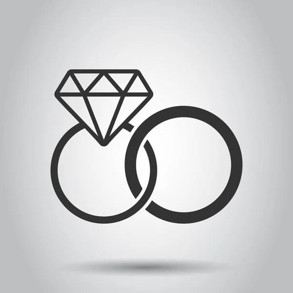 Кільце Взаємодії Діамантовими Векторними Піктограмами Плоскому Стилі Весільна Ювелірна Кільцева — стоковий вектор