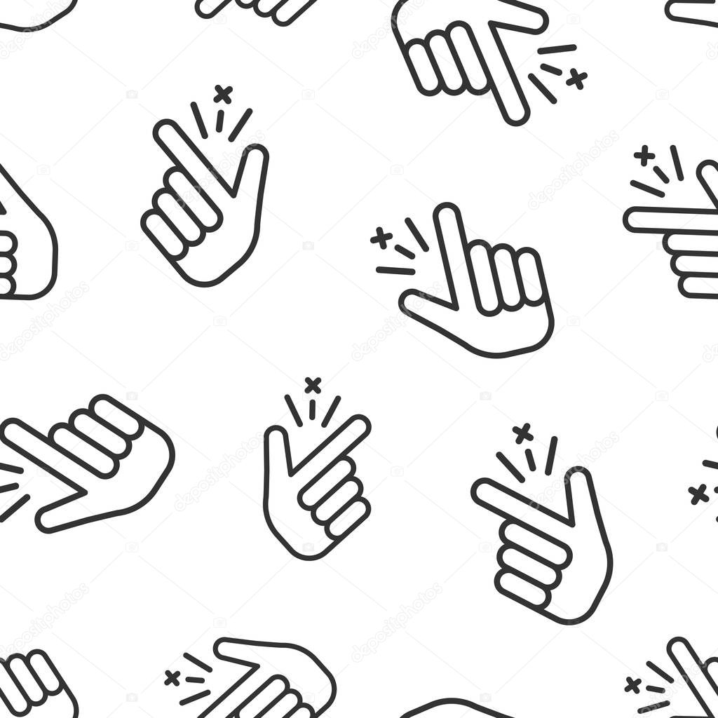 Finger snap icon seamless pattern background. Fingers expression vector illustration. Snap gesture symbol pattern.