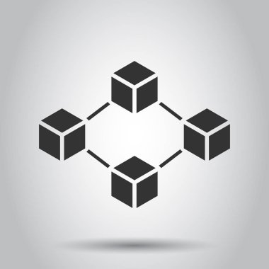 Blockchain teknoloji vektör simge düz tarzı. Şifreleme küp blok illüstrasyon. Blockchain algoritma kavramı.