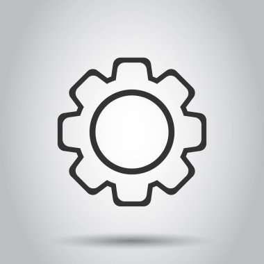 Vites düz stil vektör simgesi. COG wheel resimde beyaz arka plan üzerinde. Gearwheel karikatür iş kavramı.
