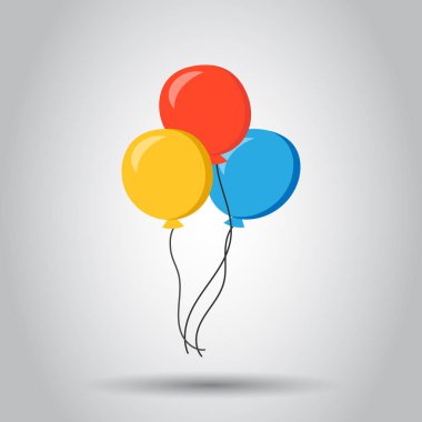 Hava Balon düz vektör simgesi. Doğum günü balon resimde beyaz arka plan üzerinde. Balon iş kavramı.