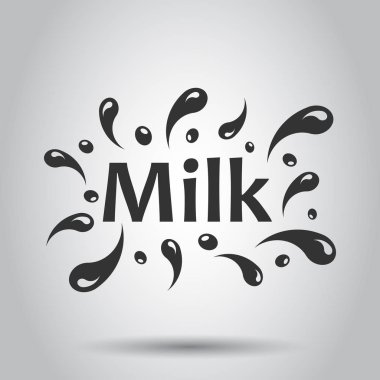 Süt sıçrama sprey vektör simgesi düz stil. Süt İçecek resimde arka plan. Sütlü dalga kavramı.