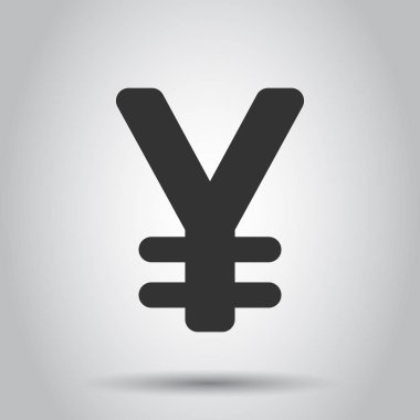 Yen, yuan para para birimi vektör simge düz tarzı. Yen resimde beyaz arka plan üzerinde sembolü. Asya para iş kavramı.
