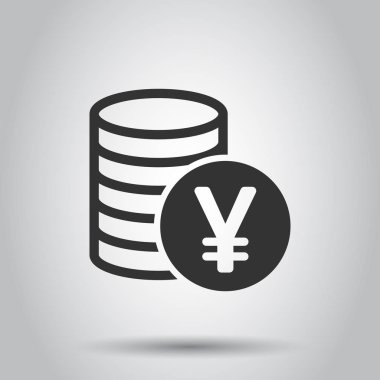 Yen, yuan para para birimi vektör simge düz tarzı. Yen sembolü resimde beyaz arka plan üzerinde para. Asya para iş kavramı.