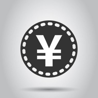 Yen, yuan para para birimi vektör simge düz tarzı. Yen sembolü resimde beyaz arka plan üzerinde para. Asya para iş kavramı.