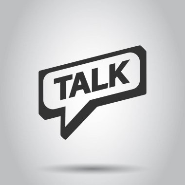 Logo simge düz tarzda konuşun. Beyaz arka plan üzerinde konuşma balonu illüstrasyon. Talk sohbet iş kavramı.
