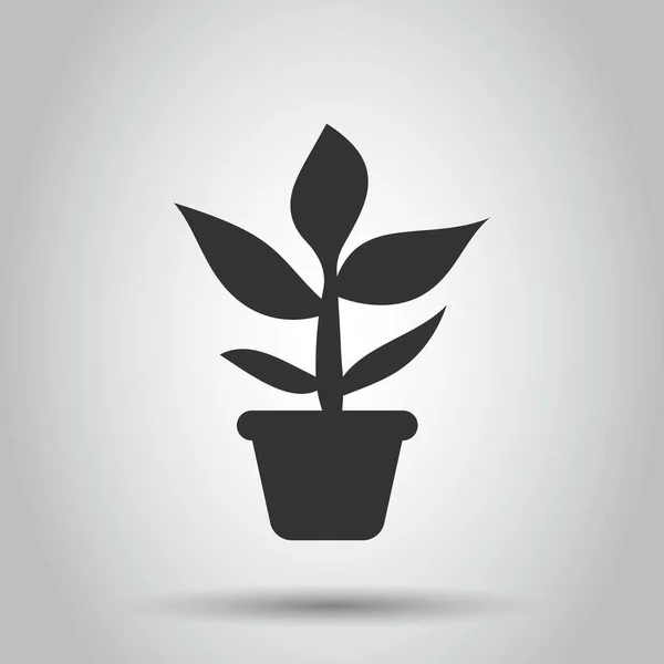 Blumentopf Vektorsymbol Flachen Stil Sämlingsblume Illustration Auf Weißem Hintergrund Geschäftskonzept — Stockvektor