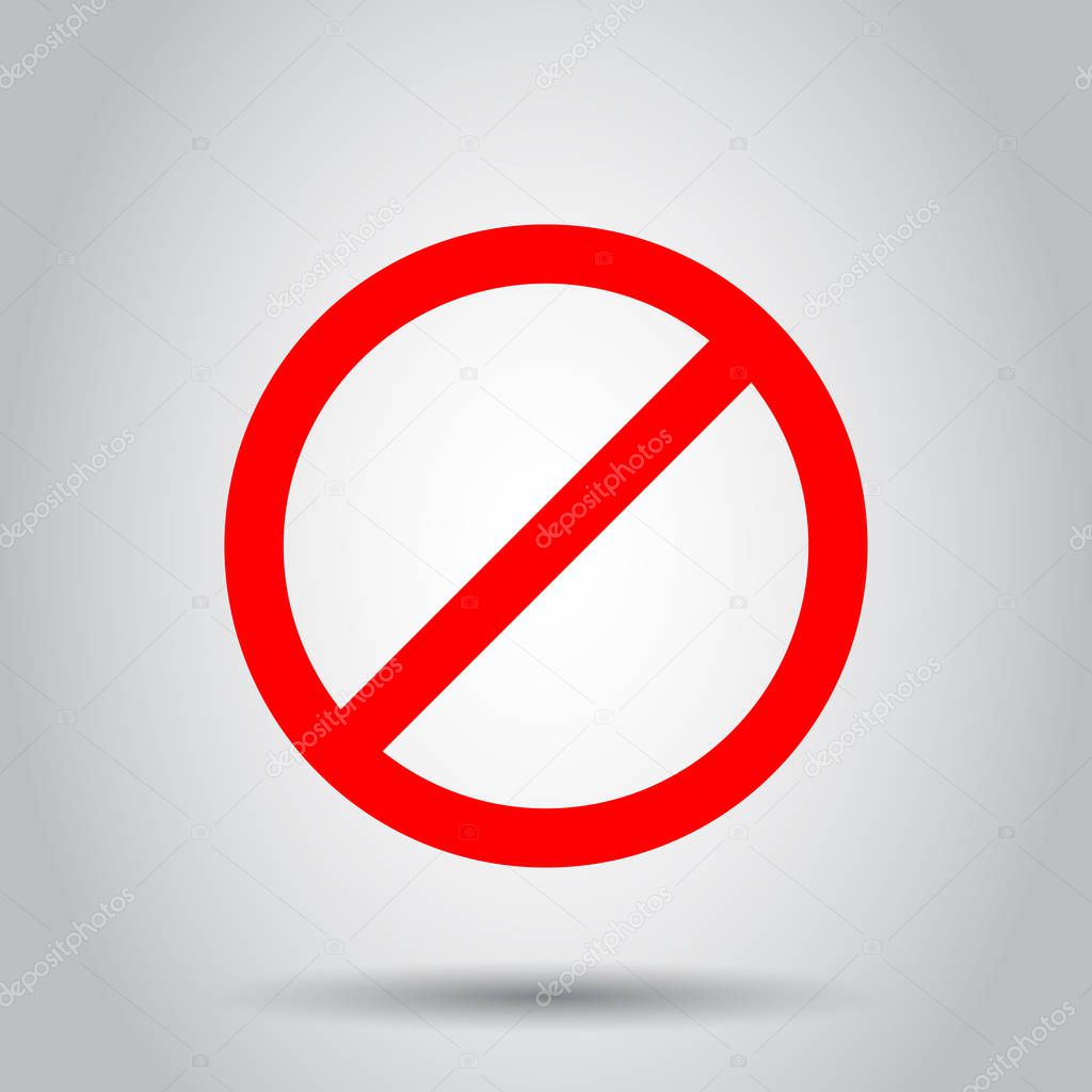 Stop sign vector icon in flat style. Danger symbol illustration on white background. Stop alert business concept.