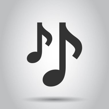Müzik not simgesini düz stil. Beyaz arka plan üzerinde ses medya illüstrasyon. Sesli Not iş kavramı.