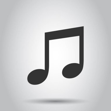 Müzik not simgesini düz stil. Beyaz arka plan üzerinde ses medya illüstrasyon. Sesli Not iş kavramı.