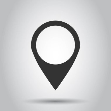 PIN harita simgesini düz stil. GPS navigasyon vektör çizim beyaz arka plan üzerinde. Hedef hedef iş kavramı.