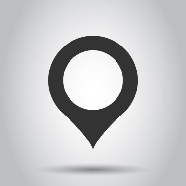 PIN harita simgesini düz stil. GPS navigasyon vektör çizim beyaz arka plan üzerinde. Hedef hedef iş kavramı.