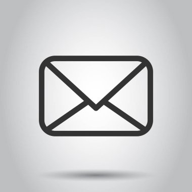 Düz stil posta zarf simgesi. E-posta iletisi vektör çizim beyaz arka plan üzerinde. Posta kutusu e-posta iş kavramı.