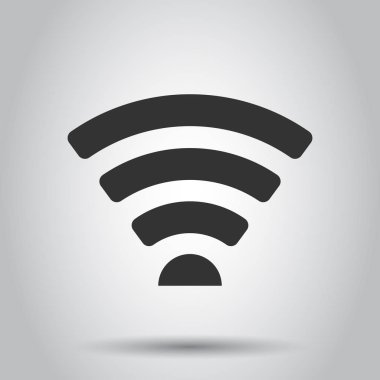 WiFi internet işareti simgesini düz stil. Wi-fi kablosuz teknoloji vektör çizim beyaz arka plan üzerinde. Ağ wifi iş kavramı.