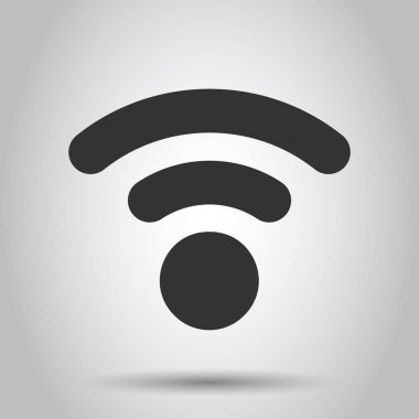 WiFi internet işareti simgesini düz stil. Wi-fi kablosuz teknoloji vektör çizim beyaz arka plan üzerinde. Ağ wifi iş kavramı.