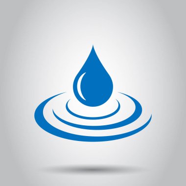 Düz stil su damla simgesini. Beyaz arka plan üzerinde yağmur damlası vektör çizim. Damlacık su blob iş kavramı.