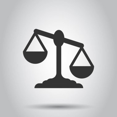 Ölçek karşılaştırma simgesini düz stil. Denge ağırlığı vektör çizim beyaz arka plan üzerinde. Ölçek karşılaştırmak iş kavramı.