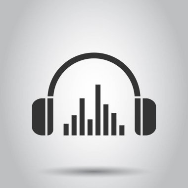 Kulaklık kulaklık simgesini düz stil. Kulaklıklar beyaz arka plan üzerinde illüstrasyon vektör. Ses aygıtı iş kavramı.