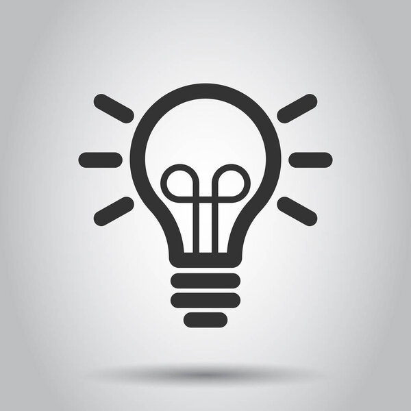 Light bulb icon in flat style. Lightbulb vector illustration on white background. Lamp idea business concept.