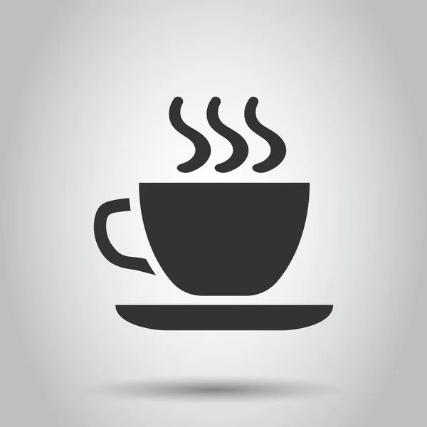 コーヒー 紅茶カップ アイコン フラット スタイル 白い背景のコーヒー ベクトル イラスト ビジネス コンセプトを飲む — ストックベクタ