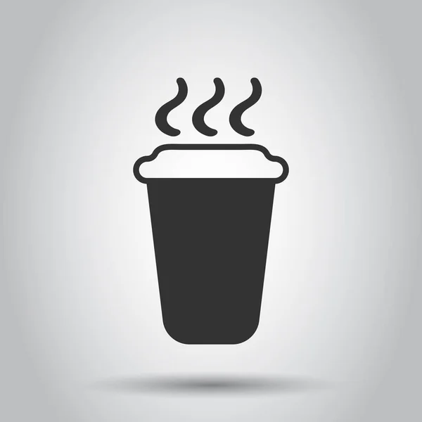 コーヒー 紅茶カップ アイコン フラット スタイル 白い背景のコーヒー ベクトル イラスト ビジネス コンセプトを飲む — ストックベクタ