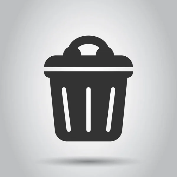 Mülleimer Ikone Flachen Stil Illustration Des Mülleimer Vektors Auf Weißem — Stockvektor