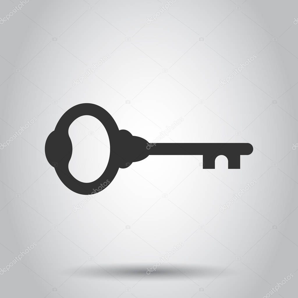 Key icon in flat style. Access login vector illustration on white background. Password key business concept.