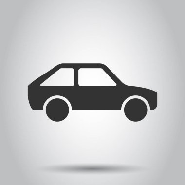Düz stil araba simgesini. Otomobil araba vektör çizim beyaz arka plan üzerinde. Otomatik iş kavramı.
