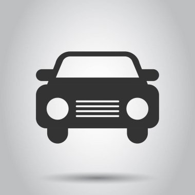 Düz stil araba simgesini. Otomobil araba vektör çizim beyaz arka plan üzerinde. Otomatik iş kavramı.