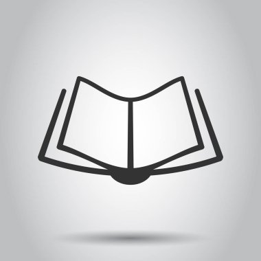 Kitap eğitim simgesini düz stil. Edebiyat dergisi vektör çizim beyaz arka plan üzerinde. Kitap kağıt iş kavramı.