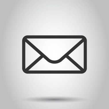 Düz stil posta zarf simgesi. E-posta mektup spam vektör çizim beyaz zemin üzerine almak. Posta iletişim iş kavramı.